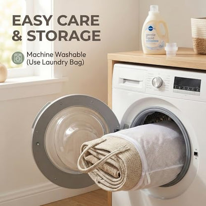 JMvicyroam 65L Extra Large Machine Washable Cotton Rope Blanket Basket - color: Oatmeal, size: 65L