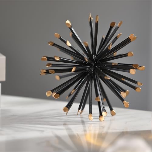 6.5” Modern Starburst Metal Tabletop Sculpture, Black Shelf Accent Decor