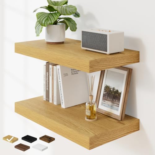 RICHFOCUS 24" Bathroom Floating Shelves for Wall 2Pack|Oak - color: Oak, size: 24"L x 11.6"D, Set of 2