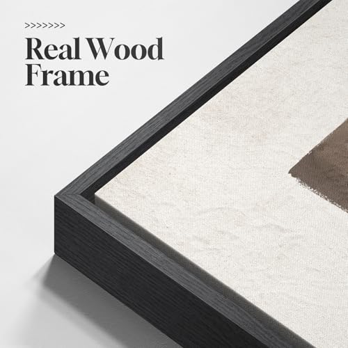 Framed Black White Neutral Modern Abstract Wall Art, 1 Piece 24x36 In - color: Black Brown White Block