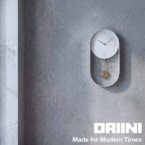 Driini Modern Pendulum Wall Clock – Small Vertical Design in White and Gold - color: 2. White