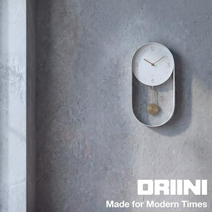 Driini Modern Pendulum Wall Clock – Small Vertical Design in White and Gold - color: 2. White
