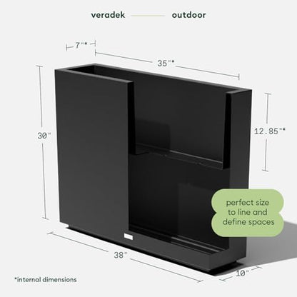 Veradek Block Series Span Planter - Tall Rectangular Outdoor Planter - color: Black, size: Medium - 2 Pack