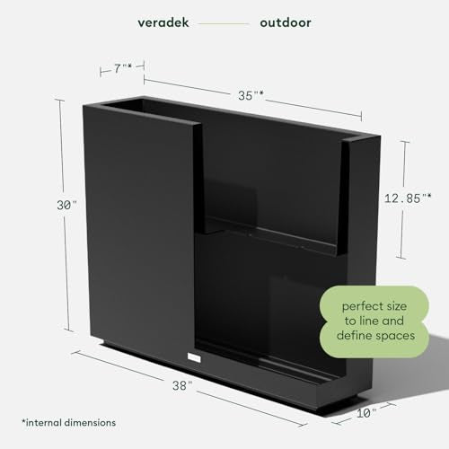 Veradek Block Series Span Planter - Tall Rectangular Outdoor Planter - color: Black, size: Medium