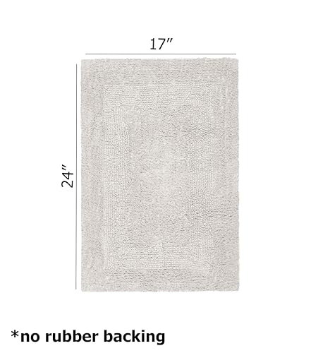 COTTON CRAFT 2 Pack Reversible Bath Mat - Plush Bath Rug - 17x24 - Platinum - color: Platinum, size: 17x24 Inches