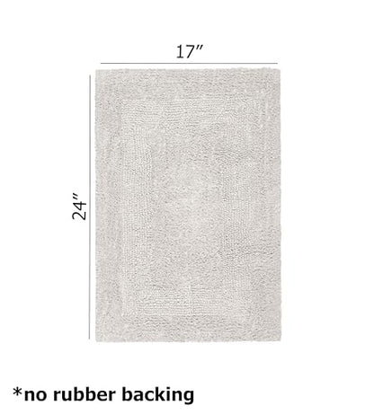 COTTON CRAFT 2 Pack Reversible Bath Mat - Plush Bath Rug - 17x24 - Platinum - color: Platinum, size: 17x24 Inches