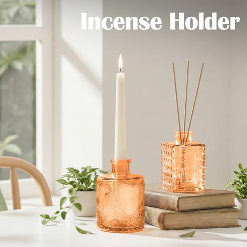 Glass Bud Vases in Bulk Small Mini Amber Vase for Flowers 17pc - color: Amber