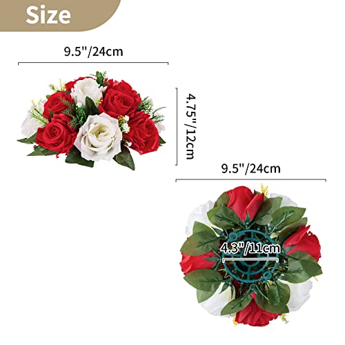 NUPTIO Flower Balls Centerpieces for Wedding Tables, Red & White Roses - color: Red & White, size: 2 Pcs
