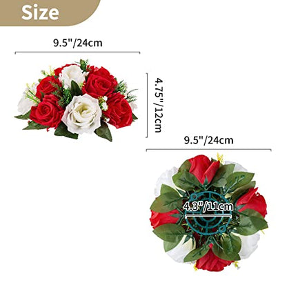 NUPTIO Flower Balls Centerpieces for Wedding Tables, Red & White Roses - color: Red & White, size: 2 Pcs