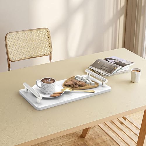 XZHXFX Marble Bathroom Tray with Silver Handles,Small, - color: Silver, size: 10.6" x 4.7" x 2"