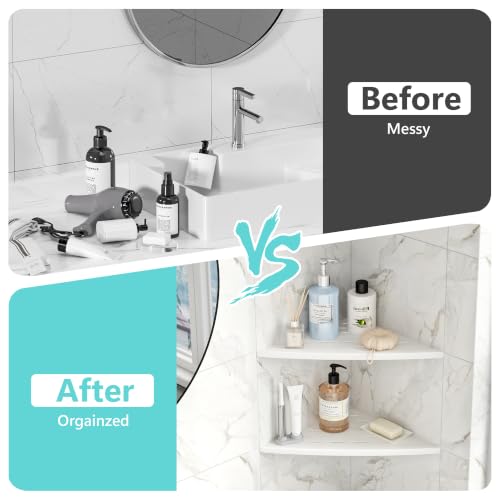 Qeke 2 Pack Corner Shower Shelf White, 11.5" Recessed Tile Shower Shelf - color: Matte White