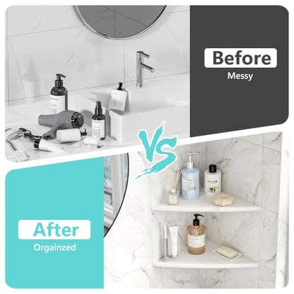 Qeke 2 Pack Corner Shower Shelf White, 11.5" Recessed Tile Shower Shelf - color: Matte White