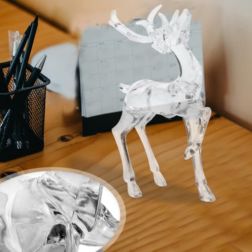 HOMSFOU 2pcs Tabletop Reindeer Decor Christmas Elk Figurines for Holiday Party for Home and Office Decoration Unique Window Display Deer Statues (Pack of 2) - size: 18.50X12.00X4.00CM (Pack of 2)