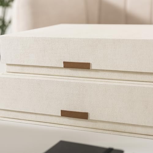 Soul & Lane - Letter Keepsake Storage Box, Magnetic Lid, Set of 2, Beige - color: Beige
