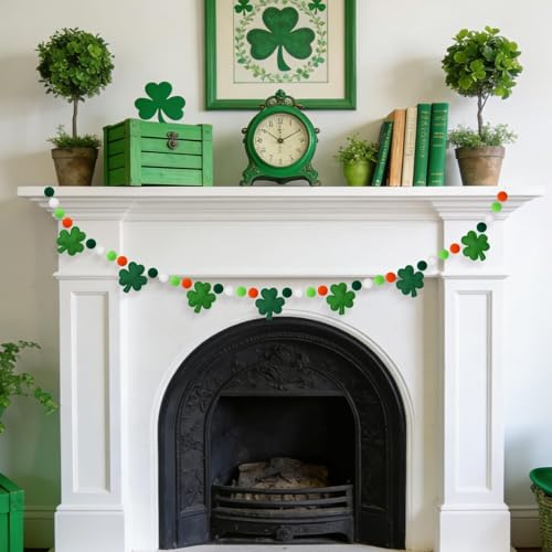 Jansun 8.2ft 3D St Patrick's Day Shamrock Felt Garland - color: Green Shamrock