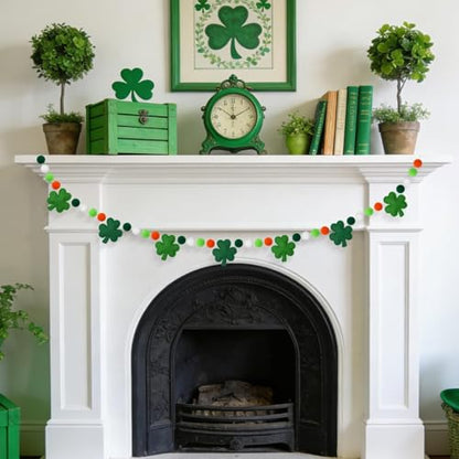 Jansun 8.2ft 3D St Patrick's Day Shamrock Felt Garland - color: Green Shamrock