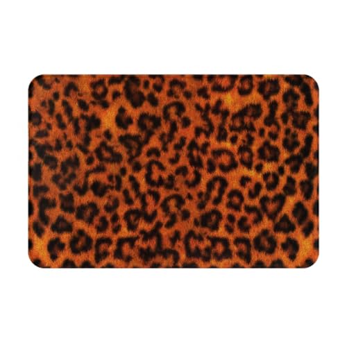 Leopard Print Bath Mat Non-Slip Soft Flannel Bathroom Rugs Washable Bathmat, Carpet Rug Entryway Decor for Tub Shower Room Floor Home Kitchen,24x16 in - color: Leopard Print, size: 1'4" x 1'11" (Rectangular)