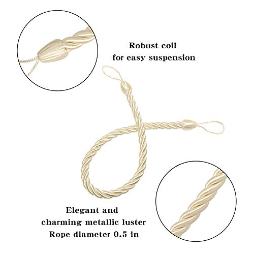 BEL AVENIR Curtain Tiebacks Ropes Tie-Backs,Handmade Holdbacks(Beige,2P) - color: Beige, size: 2pack