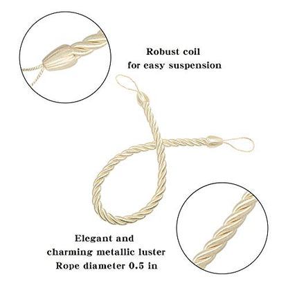 BEL AVENIR Curtain Tiebacks Ropes Tie-Backs,Handmade Holdbacks(Beige,2P) - color: Beige, size: 2pack