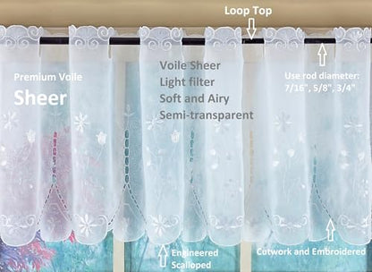 Today's Curtain, Sorento Embroidered Sheer Valance 13", White, 59"W x 13"L - color: White / White, size: 59"W x 13"L (Pack of 1)