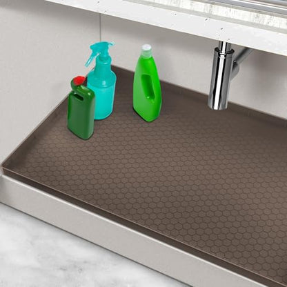 Under Sink Tray for Kitchen Waterproof, Brown, 34" x 22" - color: Brown, size: 34" x 22"