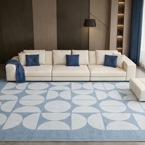 ThreadGlobe Abstract 6x9 Area Rugs Modern Geometric for Living Room, Blue - color: Blue Geometry, size: 6' x 9'