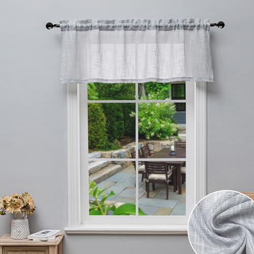 Beda Home Linen Textured Curtain Valance Kitchen Living Room-LtGrey 52Wx18L - color: Light Grey, size: 52"W x 18"L (Pack of 1)