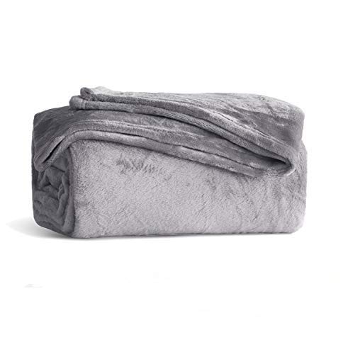 KMUSET Fleece Blanket Grey Queen Size Lightweight Cozy Plush Microfiber Solid Blanket Factory Shop - color: Grey, size: Queen(90"x90")