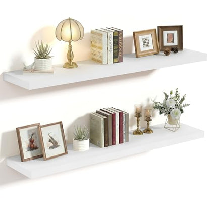 Vivelove 36" Floating Shelves 10 inch Deep, Set of 2, White - color: White, size: 35.4”wx10.2”dx1.5”h