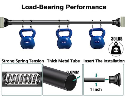 Black Tension Shower Curtain Rod – Adjustable 18-39 Inches, Fits 20-38 Inch Spaces, No Drill Rust Resistant Spring Rod for Bathroom, Kitchen, Bedroom, Balcony - color: Black, size: 18-39 inch