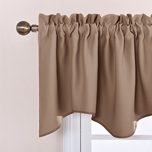 NICETOWN 2 Panels Cappuccino Kitchen Valances for Windows, 42W x 18L - color: Cappuccino, size: 42"W x 18"L (Pack of 2)