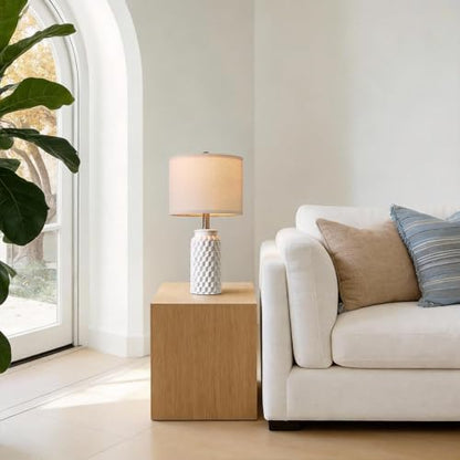 USumkky 20.5" Ceramic Table Lamps Set of 2 - Modern Farmhouse & Boho Style, Bedside Nightstand Lamps for Bedroom, Living Room End Table Lamps, Small Desk Lamp(Matte White) - color: 20.5" Matte White