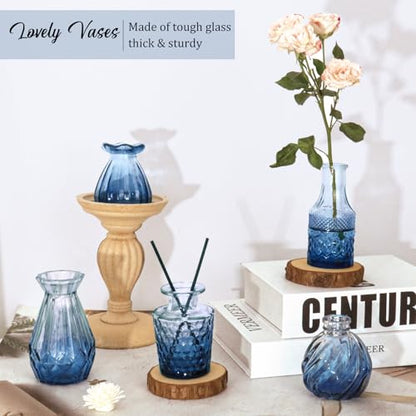 Set of 36 Glass Bud Vases Small Flower Vases for Centerpieces(Blue) - color: Blue