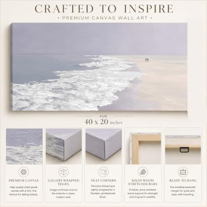 Enartly Ocean Seaside Wave Beach Canvas Wall Art for Living Room 40"x20" - color: White Beach, size: 40"L x 20"W
