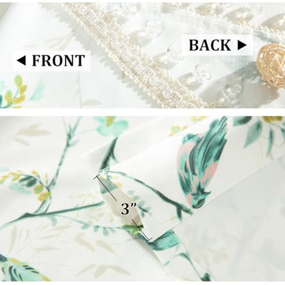 VOGOL Faux Linen Bird Pattern Valance, Rod Pocket, 52 x 16, 1 Panel, Green - color: Birds Green, size: 52"W x 16"L (Pack of 1)