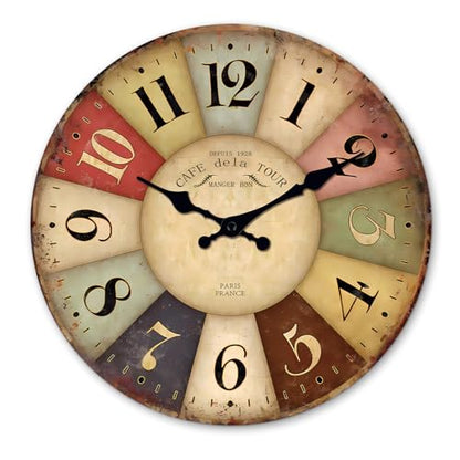 Farmhouse Wooden Wall Clocks Battery Operated 10 Inch - color: Colorful1, size: 10 Inch