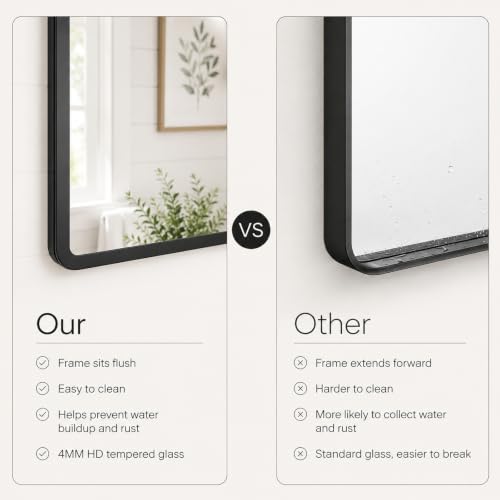 pertetey Black Bathroom Mirror, Aluminum Frame Wall Mirror, 36 x 36 in - size: 36"L x 36"W