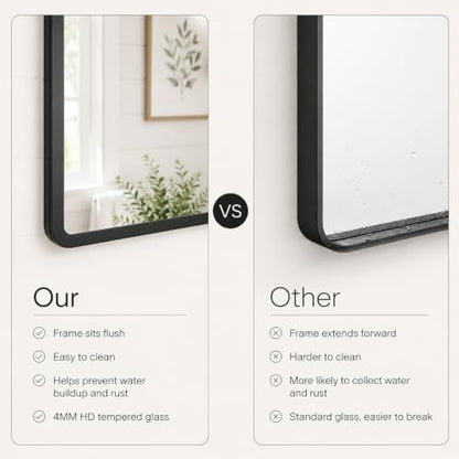 pertetey Black Bathroom Mirror, Aluminum Frame Wall Mirror, 36 x 36 in - size: 36"L x 36"W