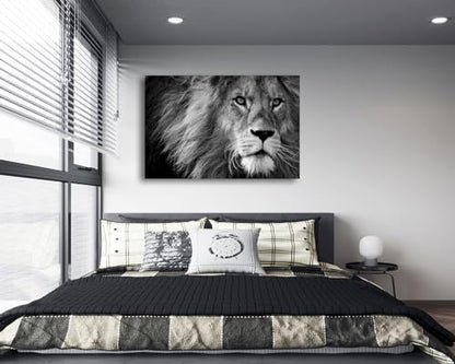 Baisuart Canvas Prints Wall Art Grey lion Stretched Canvas Wooden Framed for living Room Bedroom and Office - color: Lion-b, size: 40"L x 20"W