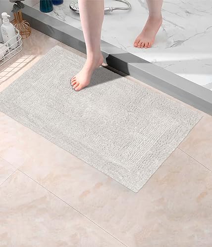 COTTON CRAFT 2 Pack Reversible Bath Mat - Plush Bath Rug - 17x24 - Platinum - color: Platinum, size: 17x24 Inches