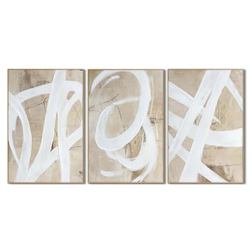 Zessonic Neutral Abstract White Brown Pastel Textured Wall Art,24"x36"x3 - color: Neutral Textured Strokes, size: 24" x 36"