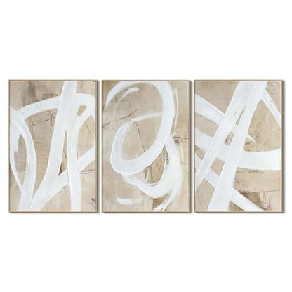 Zessonic Neutral Abstract White Brown Pastel Textured Wall Art,24"x36"x3 - color: Neutral Textured Strokes, size: 24" x 36"