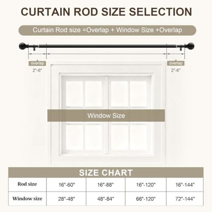Modern Black Curtain Rods 2 pack for Windows 28 to 48 Inches - color: black, size: 16"-60"|2 Pack