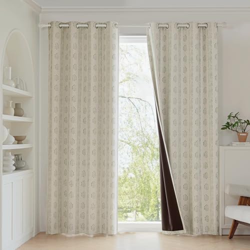 100% Blackout Green Boho Curtains, 90 Inches, 2 Panels for Bedroom - color: Green, size: 52"W x 90"L (Pack of 2)