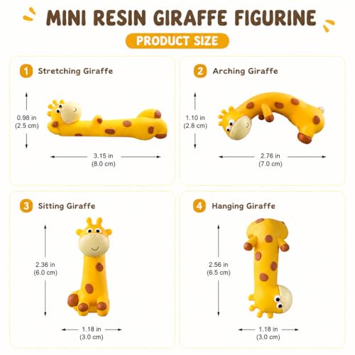 4Pcs Giraffe Monitor Figurines, Monitor Buddy, Mini Desk Figurines - color: Gold-giraffe