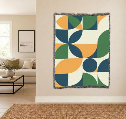 Pure Country Weavers Bauhaus Plants in Green Blanket - Mid Century Modern - Gift Tapestry Throw Woven from Cotton - Made in The USA (72x54) - color: Bauhaus Plants in Green, size: 72x54