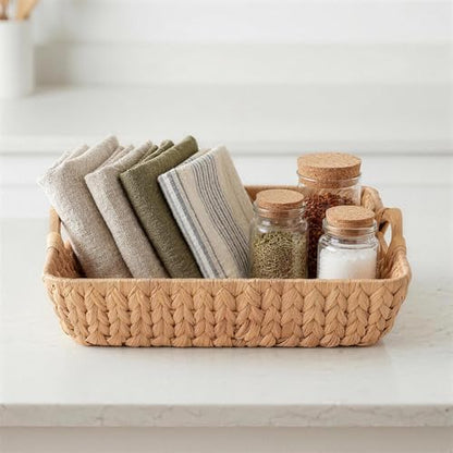 Water Hyacinth Wicker Storage Basket, Rectangular