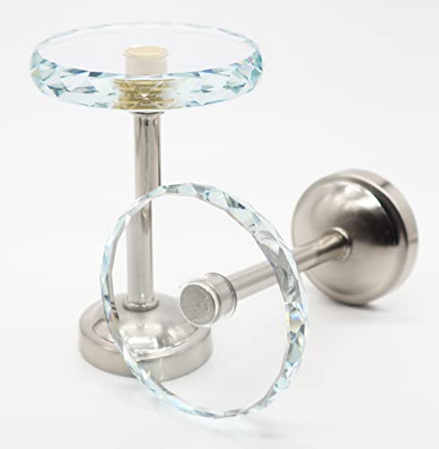 Set of 2 Cut Crystal Window Drapery Medallion Holdbacks, Curtain Tiebacks, Wall Hook, Tassel Holder, Satin Nickel - color: Satin Nickel