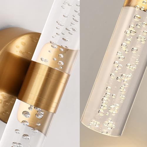 Battery Operated Wall Sconces Set of 2, 10000mAh Rechargeable Wall Light - color: Gold, size: 18 inch
