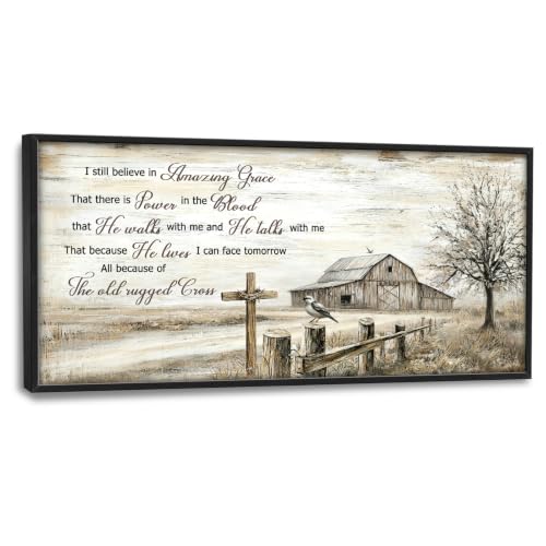 Voxlyra Framed Christian Barn Wall Art Decor for Living Room 60'' × 30'' - color: Barn